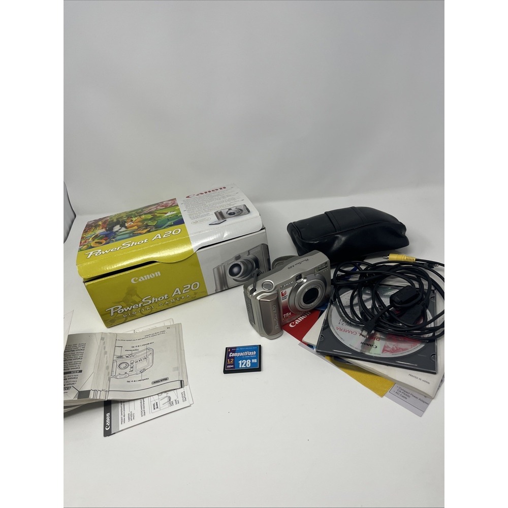 Canon PowerShot A20 Compact Digital Camera 2.1MP w/ 128MB CF Card Tested Works